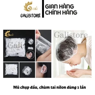 Mũ chụp tóc chùm đầu, chụp chùm tai, bịt tai nilon dùng 1 lần, dụng cụ nhuộm tóc làm hóa chất bảo vệ tai Galistore