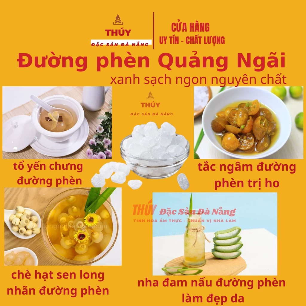 Đường phèn tinh luyện Quảng Ngãi túi 1kg loại ngon nguyên chất xanh sạch - tốt cho sức khỏe