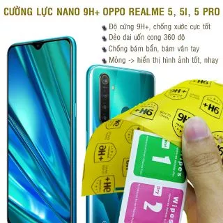 Dán cường lực dẻo nano Realme 5, 5I, 5 Pro