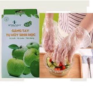 Găng tay nilon GREEN ECO găng tay tự hủy sinh học an toàn hộp bao tay nilong dùng 1 lần