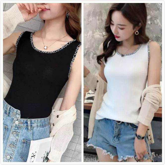 Áo Tank Top hoạ tiết chữ thêu thiết kế quyến rũ cho phái nữ