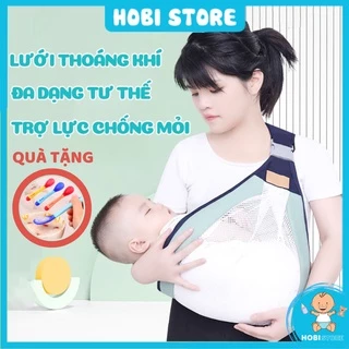 Đai địu cho em bé dạng lưới siêu thoáng khí, đa dạng tư thế, thiết kế trợ lực chống mỏi, gấp gọn gàng an toàn tiện lợi