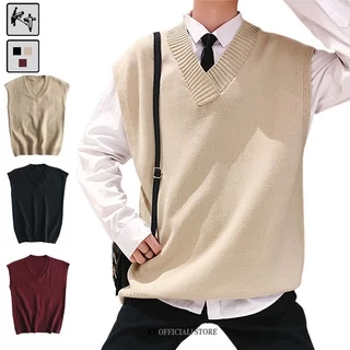 Áo sweater KT M01dệt kim không tay cổ chữ V dáng rộng thời trang Hàn Quốc cho nam và nữ size M-3XL