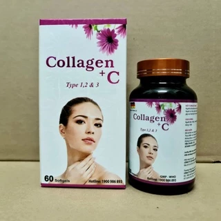 Collagen + C Type 1,2 & 3 giảm lão hóa làn da, giúp da trắng sáng căng mịn  - Hộp 60 viên