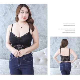 Áo Bra Ren 2 dây Bigsize Nâng Ngực Dáng Lửng (XL-3XL)