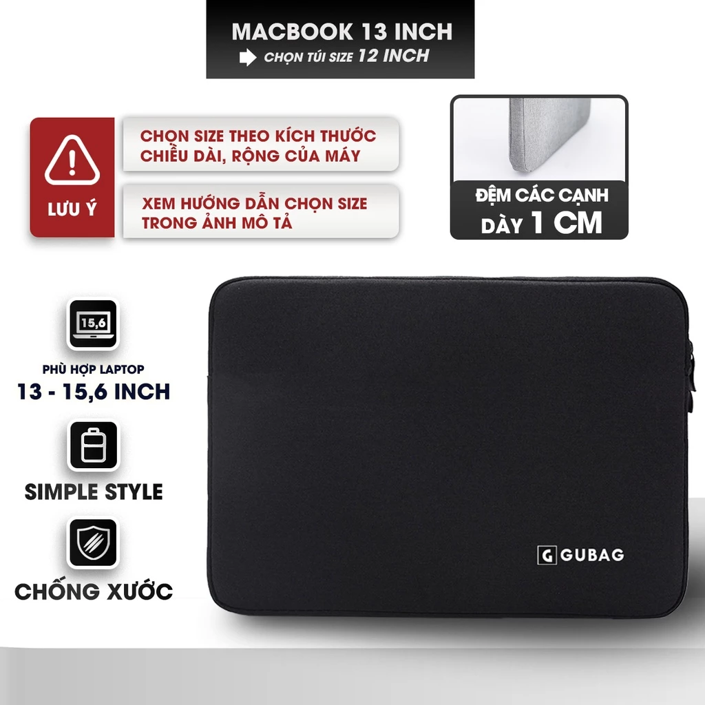 Túi chống sốc Macbook Air, Macbook Pro GUBANO các đời, sử dụng cho cả Macbook M1, chống  sốc laptop