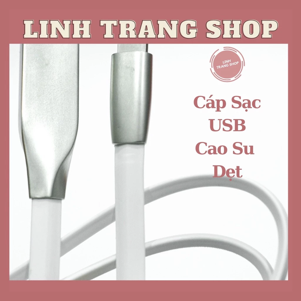 Cáp Sạc USB Chất Liệu Cao Su Dẹt Màu Trắng, Dây Sạc USB To Lai ing 2A