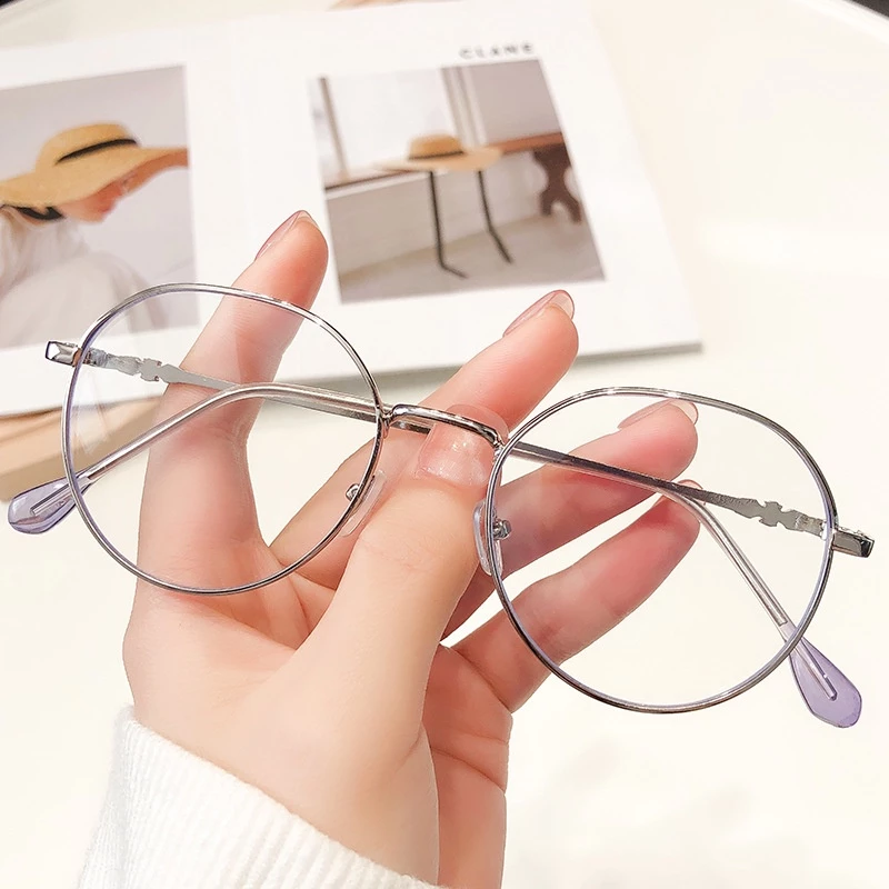 Gọng kính cận tròn nữ nam mắt kính không độ phong cách Ulzzang chống tia bức xạ và ánh sáng xanh thay được tròng cận 077