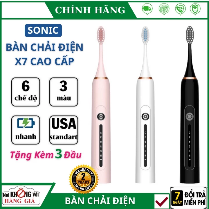 Bàn chải điện Xiaomi Sonic X7 bản nâng cấp , Bàn chải đánh răng điện công nghệ châu Âu 6 chế độ rung - bảo hành 24 tháng