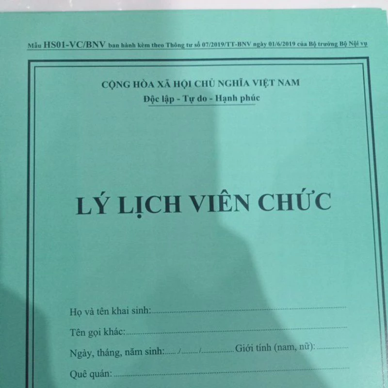 Lý lịch viên chức (combo 10 quyển)