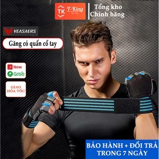 Găng tay tập gym có quấn cổ tay - Lòng bàn tay cực êm - VEASAERS