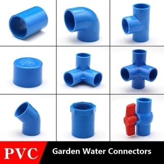 Đầu nối ống PVC màu xanh 20-50mm / Ống nước tưới Khuỷu tay Tee Kết nối Nắp cuối Công cụ DIY