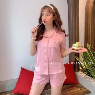 Đồ pijama nữ, bộ ngủ nữ FREESHIP] viền nẹp lai áo,chất vải satin mền mịn,mặc thoáng mát🍀 size 48kg-- 65kg