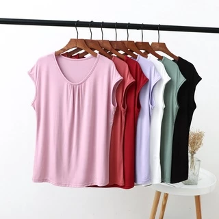 Áo Thun cotton Không Tay Dáng Rộng Plus Size Cho Nữ