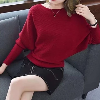 Áo Sweater Dệt Kim Tay Cánh Dơi Thiết Kế Mới Cho Nữ