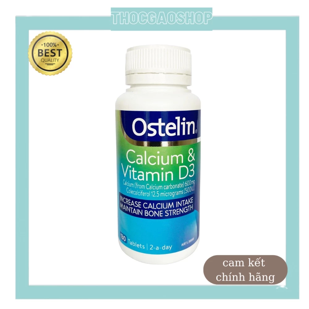Viên uống bổ sung canxi cho bà bầu Ostelin Calcium & Vitamin D3 Úc lọ 130 viên