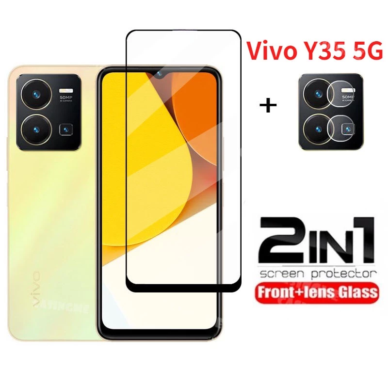 Ốp Điện Thoại Kính Cường Lực 2 Trong 1 Bảo Vệ Toàn Diện Cho Vivo Y35 Y35 Y33s Y16 Y22 Y22S Y 35 33S 16 22 22S