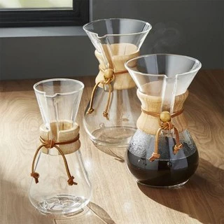 Bình pha cafe Chemex 6 - 3 cup cổ điển tay cầm gỗ