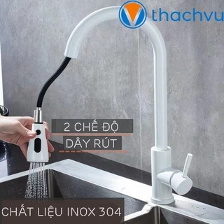 Vòi rửa chén bát nóng lạnh, vòi chậu bếp inox 304 dây rút đa năng 2 chế độ đã bao gồm dây câp nước.