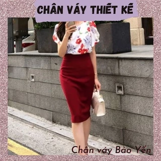 Chân váy bút chì màu đỏ đô tới gối thanh lịch( sẵn size) -M64