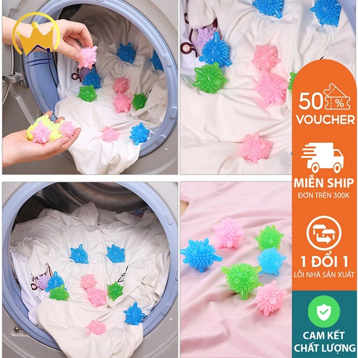 Bóng giặt quần áo-Bóng gai giặt đồ thông minh chống nhăn-Banh Bóng Gai Nhựa Sinh Học Giặt Giũ Chống Nhăn Bảo Vệ Quần Áo