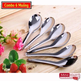 Bộ 6 muỗng bầu ăn canh INOX (cán ngắn-hàng VN XUẤT NHẬP KHẨU )