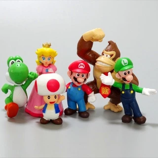 6 Cái / bộ Trò Chơi Hình Anime Búp Bê Luigi Bros Yoshi Donkey Kong Nấm PVC Đồ Chơi Mô Hình Cho Trẻ Em