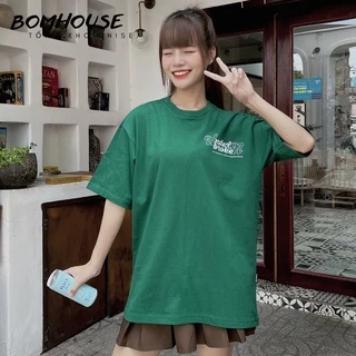 Áo Thun Tay Lỡ Xanh Lá UNDER Nam Nữ Ulzzang Unisex BOM HOUSE Chất Liệu Cotton