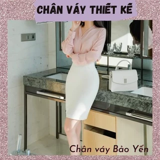 Chân váy bút chì màu trắng dài trên gối xẻ sau(sẵn size) - M8C