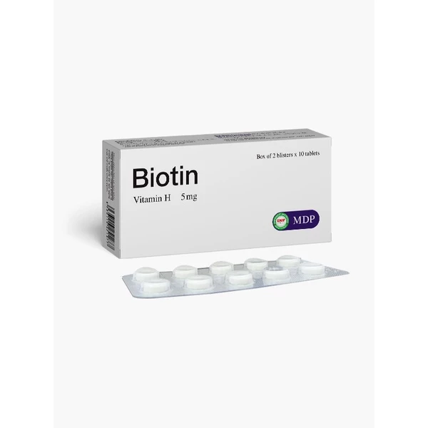 Viên uống Biotin bổ sung Vitamin H và Vitamin B5 giảm tóc gãy rụng, tóc yếu, móng tay dễ xước gãy