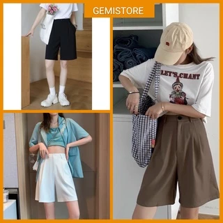 Quần Short Cạp Cao Gemi Quần Short Ống Rộng Dáng Lửng Ulzzang Lên From Xinh