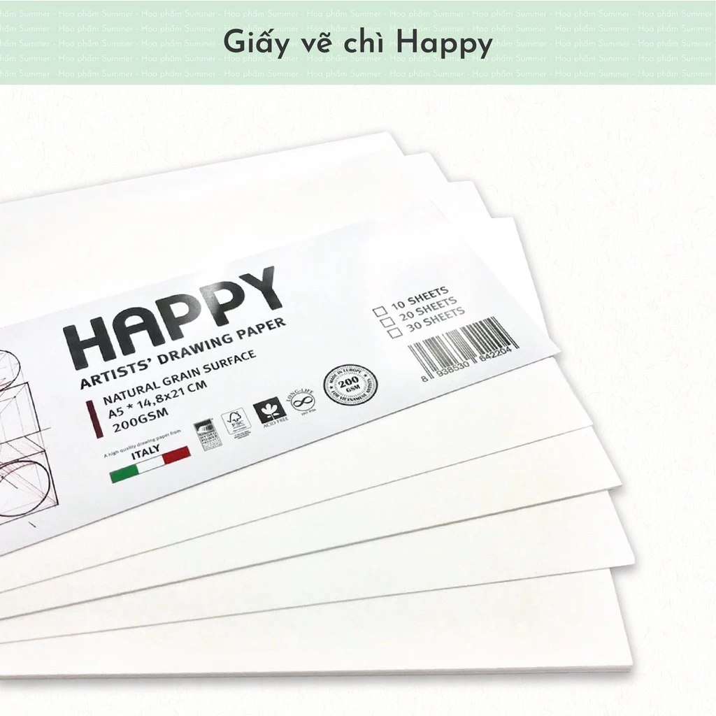 [SUMMER] Giấy Vẽ Happy 160gsm/ 200gsm - vẽ chì, vẽ phác thảo