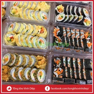 Combo 100 hộp nhựa dùng 1 lần đựng bánh su kem, gimbap, dâu tây, đồ ăn , 100 hộp H55 C55