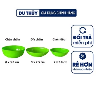 Chén, dĩa chấm nước mắm, gia vị Vĩnh Phát, màu xanh lá cây, trắng trong suốt, nhựa pe dẻo, không vỡ của gia dụng Du Thủy