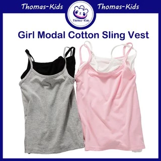 Áo Thun Ba Lỗ Màu Trơn Bằng Vải Cotton Thoải Mái Cho Bé Gái 3-16 Tuổi