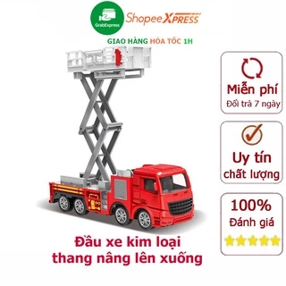 Đồ chơi mô hình xe cứu hỏa thang nâng đầu xe bằng kim loại chi tiết sắc sảo, chạy đà rất xa