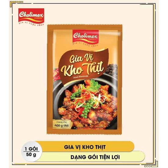 Gói Gia Vị Kho Thịt CHOLIMEX 50g - Gia Vị Nấu Ăn Tiện Lợi Kho Đậm Đà Chuẩn Vị Việt