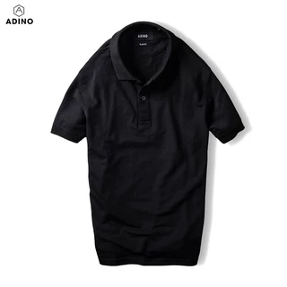 Áo phông nam có cổ màu đen ADINO vải cotton polyester dáng công sở slimfit hơi ôm trẻ trung PL41