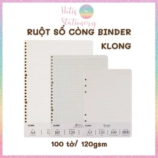 [HOTIS] Ruột sổ còng, giấy refill binder KLong A5/B5/A4 120gsm - 100 tờ/ tệp