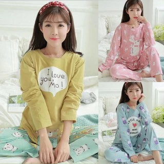 Bộ Đồ Bầu Và Sau Sinh Dài Tay Azuno AZ10341 Mặc Nhà Cao Cấp 100% Cotton Chất Mát, Mềm Mại, Không Nhăn