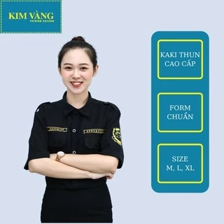 [KIM VÀNG] Áo bảo vệ nam nữ đồng phục an ninh tay ngắn chất Kaki thun - Màu đen mẫu 03