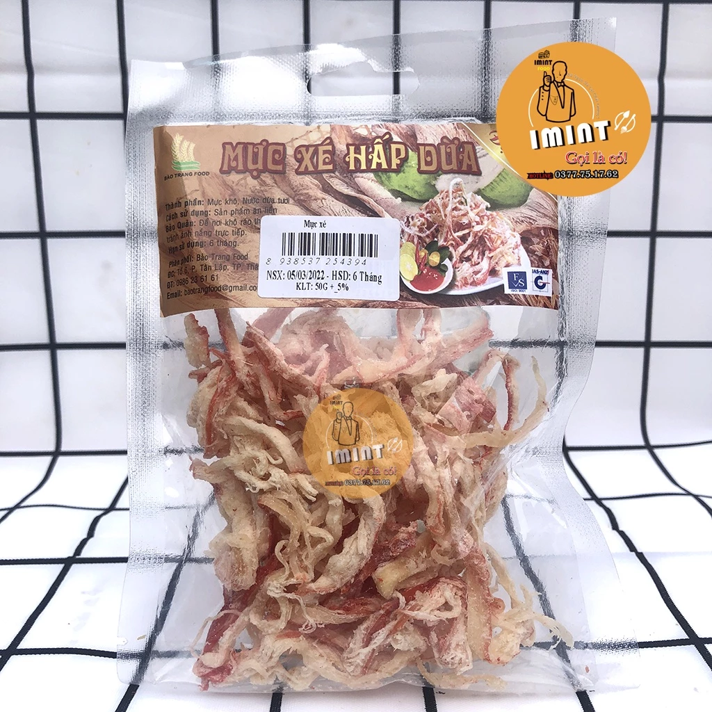 50Gr Khô Mực Hấp Nước Dừa Xé Cay Loại Ngon | IMINT FOOD - Đồ Ăn Vặt