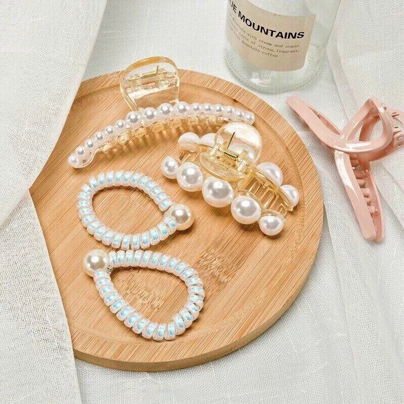 Set 5 Kẹp Tóc Giả Ngọc Trai Sang Chảnh