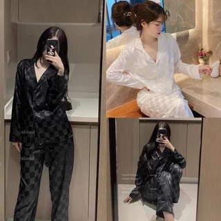 Bộ Pyjama Chất Lụa Gấm Siêu Hot Tay Dài- Quần Dài