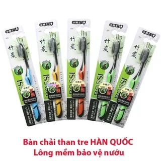 Bàn chải đánh răng than tre Hàn quốc Bossi than hoạt tính chăm sóc răng miệng vệ sinh răng tối đa