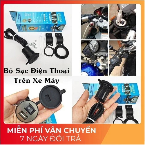 BỘ SẠC ĐIỆN THOẠI TRÊN XE MÁY 2.1A LẮP CÁC LOẠI XE (cao_nhien_thith)