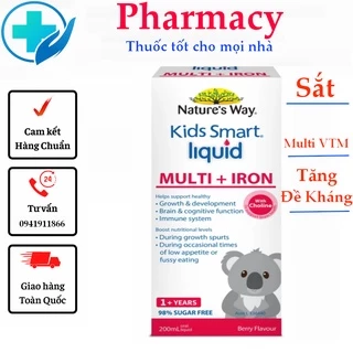 Nature's WAY KIDS SMART MULTI + IRON LIQUID 200ML - Sirô uống bổ sung Vitamin + Sắt cho bé phát trển toàn diện