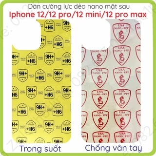 Dán cường lực mặt sau Iphone 12 / 12 pro / 12 mini / 12 pro max (12 promax) dẻo nano, chống vỡ