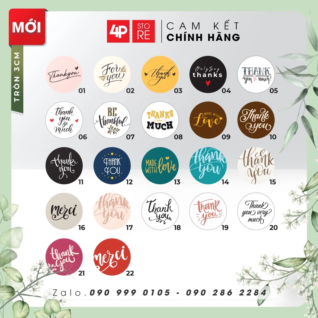 50 Decal Giấy tròn 3 cm THANK YOU TỐI GIẢN - Giá Hạt Dẻ [ có sẵn Q7]