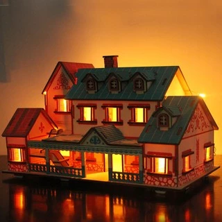 Đồ chơi lắp ráp gỗ 3D Mô hình Biệt Thự Nalaiti - Tặng kèm đèn LED USB trang trí